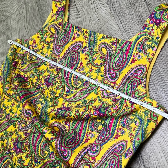 AMAZING SZ 8 EUC Lauren Ralph Lauren Yellow Paisley Dress 8 Vintage Style 026 - Picture 5 of 14